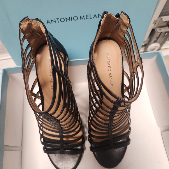 Antonio Melani Black Strappy Heels - Picture 1 of 4